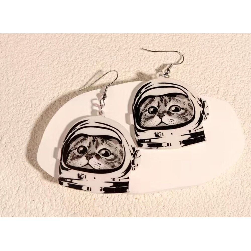 Cat Astronaut Dangle Earrings - Lightweight - NEW!‎